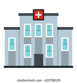 Medical Center Building Icon. Flat Illustration Of Medical Health Center Building Vector Icon Isolated On White Background