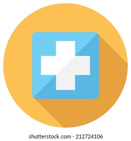 Medical center icon. Flat design style modern vector illustration. Isolated on stylish color background. Flat long shadow icon. Elements in flat design.