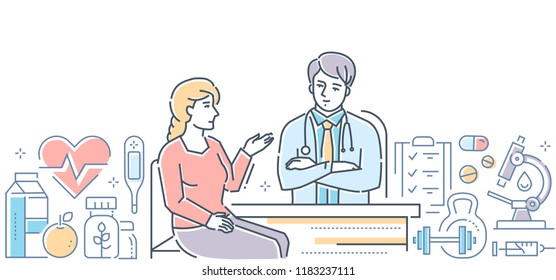 Medical center - modern line design style banner