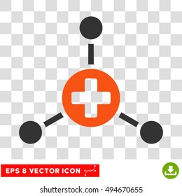 Medical Center round icon. Vector EPS illustration style is flat iconic bicolor symbol, orange and gray colors, transparent background.
