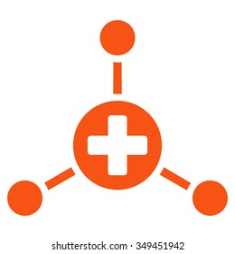 Medical Center vector icon. Style is flat symbol, orange color, rounded angles, white background.