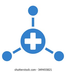 Medical Center vector icon. Style is flat symbol, cobalt color, rounded angles, white background.