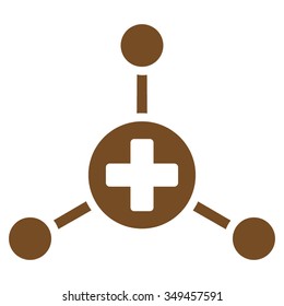 Medical Center vector icon. Style is flat symbol, brown color, rounded angles, white background.