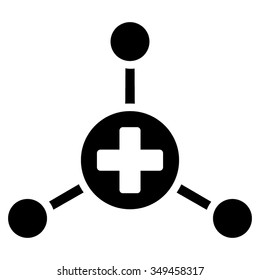 Medical Center vector icon. Style is flat symbol, black color, rounded angles, white background.