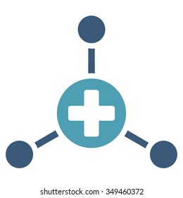Medical Center vector icon. Style is bicolor flat symbol, cyan and blue colors, rounded angles, white background.