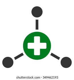 Medical Center vector icon. Style is bicolor flat symbol, green and gray colors, rounded angles, white background.