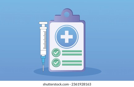 Certificado médico.sobre fondo azul.Ilustración de diseño de vectores.
