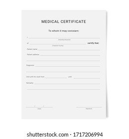 Medical Certificate Form. Sick Leave Pad Template.