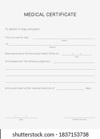 Medical Certificate Form. Sick Leave Pad Template.