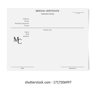 Medical certificate template. Blank form of a health examination results