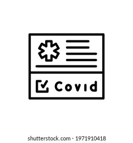 Medical certificate of vaccination covid color line icon. Isolated vector element. Outline pictogram for web page, mobile app, promo