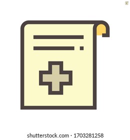 Medical certificate vector icon design, 48x48 pixel perfect and editable stroke.