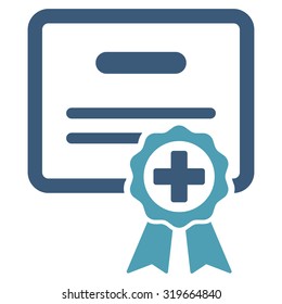 Medical Certificate vector icon. Style is bicolor flat symbol, cyan and blue colors, rounded angles, white background.