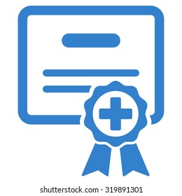 Medical Certificate vector icon. Style is flat symbol, cobalt color, rounded angles, white background.