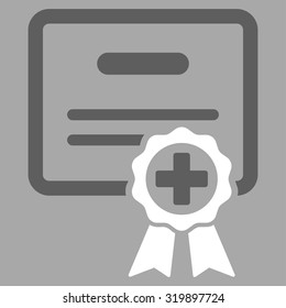 Medical Certificate vector icon. Style is bicolor flat symbol, dark gray and white colors, rounded angles, silver background.
