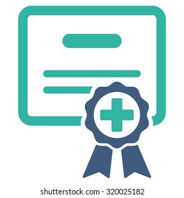 Medical Certificate vector icon. Style is bicolor flat symbol, cobalt and cyan colors, rounded angles, white background.