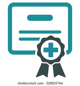 Medical Certificate vector icon. Style is bicolor flat symbol, soft blue colors, rounded angles, white background.