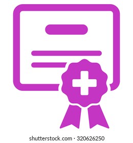 Medical Certification vector icon. Style is flat symbol, violet color, rounded angles, white background.