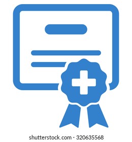 Medical Certification vector icon. Style is flat symbol, cobalt color, rounded angles, white background.