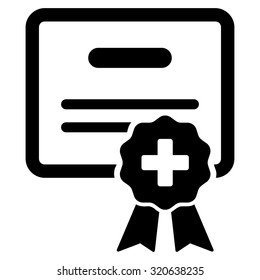 Medical Certification vector icon. Style is flat symbol, black color, rounded angles, white background.