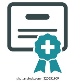 Medical Certification vector icon. Style is bicolor flat symbol, soft blue colors, rounded angles, white background.