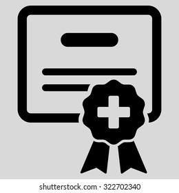 Medical Certification vector icon. Style is flat symbol, black color, rounded angles, light gray background.