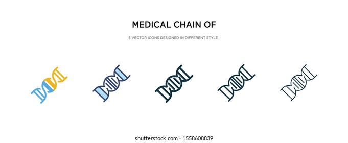 medical chain of dna icon in different style vector illustration. two colored and black medical chain of dna vector icons designed in filled, outline, line and stroke style can be used for web,