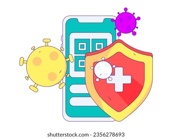 Caracteres médicos: Operación de concepto de vectores planos antiepidémicos, ilustración de mano dibujada