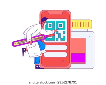 Caracteres médicos: Operación de concepto de vectores planos antiepidémicos, ilustración de mano dibujada