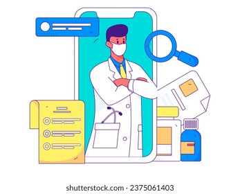 Medical characters fighting the epidemic flat vector concept operation hand drawn illustration
