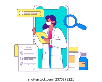 Medical characters fighting the epidemic flat vector concept operation hand drawn illustration
