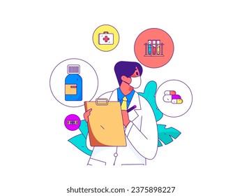 Medical characters fighting the epidemic flat vector concept operation hand drawn illustration
