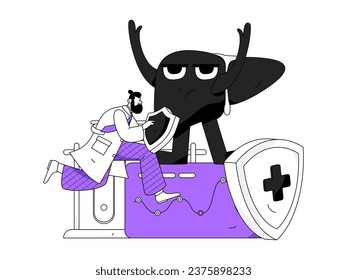 Medical characters fighting the epidemic flat vector concept operation hand drawn illustration
