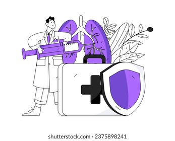 Medical characters fighting the epidemic flat vector concept operation hand drawn illustration
