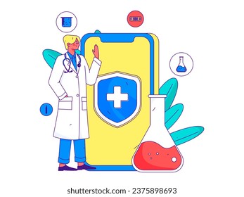 Medical characters fighting the epidemic flat vector concept operation hand drawn illustration
