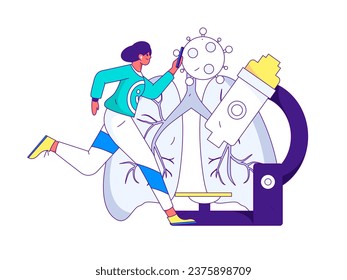 Medical characters fighting the epidemic flat vector concept operation hand drawn illustration
