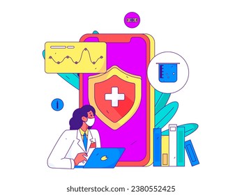 Medical characters fighting the epidemic flat vector concept operation hand drawn illustration
