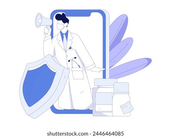 Medical characters fighting the epidemic flat vector concept operation hand drawn illustration
