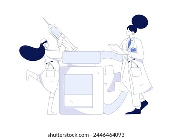 Medical characters fighting the epidemic flat vector concept operation hand drawn illustration
