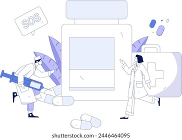 Medical characters fighting the epidemic flat vector concept operation hand drawn illustration
