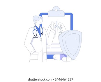 Medical characters fighting the epidemic flat vector concept operation hand drawn illustration
