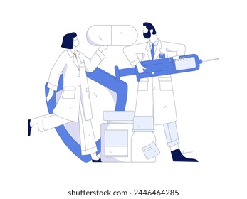 Medical characters fighting the epidemic flat vector concept operation hand drawn illustration
