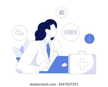 Medical characters fighting the epidemic flat vector concept operation hand drawn illustration
