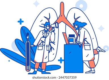 Medical characters fighting the epidemic flat vector concept operation hand drawn illustration
