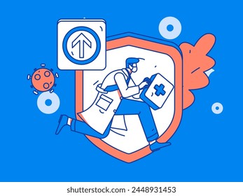 Medical characters fighting the epidemic flat vector concept operation hand drawn illustration
