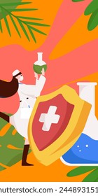 Medical characters fighting the epidemic flat vector concept operation hand drawn illustration
