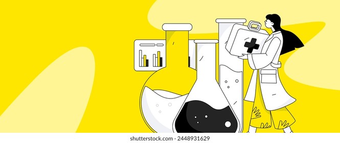 Medical characters fighting the epidemic flat vector concept operation hand drawn illustration
