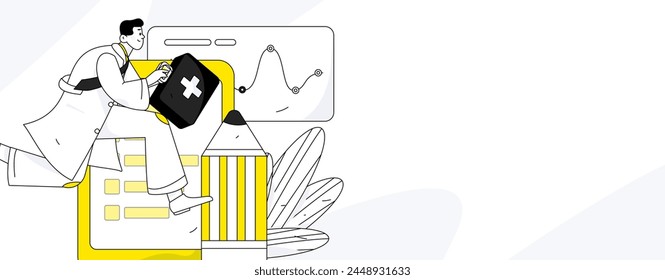 Medical characters fighting the epidemic flat vector concept operation hand drawn illustration
