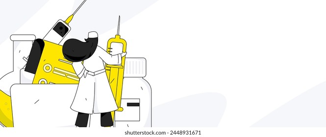 Medical characters fighting the epidemic flat vector concept operation hand drawn illustration
