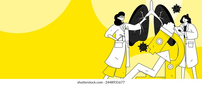 Medical characters fighting the epidemic flat vector concept operation hand drawn illustration
